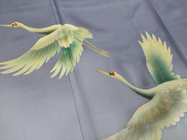 平和屋着物●漆工芸作家　金森一博　色留袖　飛鶴文　暈し染め　金彩　正絹　逸品　未使用　DABA1942ps 平和屋着物○漆工芸作家 金森一博 色留袖 飛鶴文 暈し染め 金彩 正絹