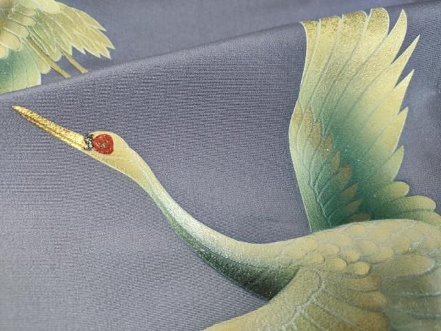 平和屋着物○漆工芸作家 金森一博 色留袖 飛鶴文 暈し染め 金彩 正絹