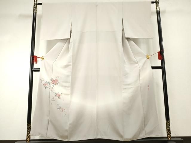 平和屋着物○京加賀友禅 百貫達雄 色留袖 枝花文 暈し染め 正絹 逸品