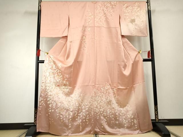 平和屋着物●訪問着　中国三大刺繍　スワトウ刺繍　汕頭刺繍　地紙花文　暈し染め　金糸　金彩　正絹　逸品　未使用　AABF1049cs 平和屋着物○訪問着 中国三大刺繍 スワトウ刺繍 汕頭刺繍 地紙花文 暈