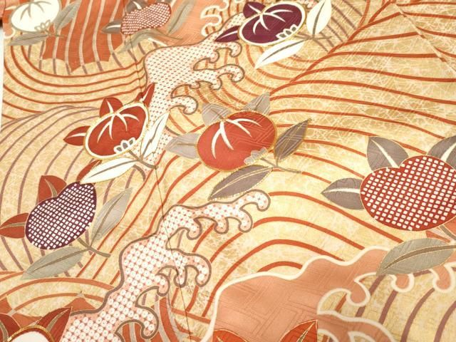 平和屋着物○十日町老舗ブランド 吉澤友禅 吾妻徳穂 振袖 駒刺繍 立波