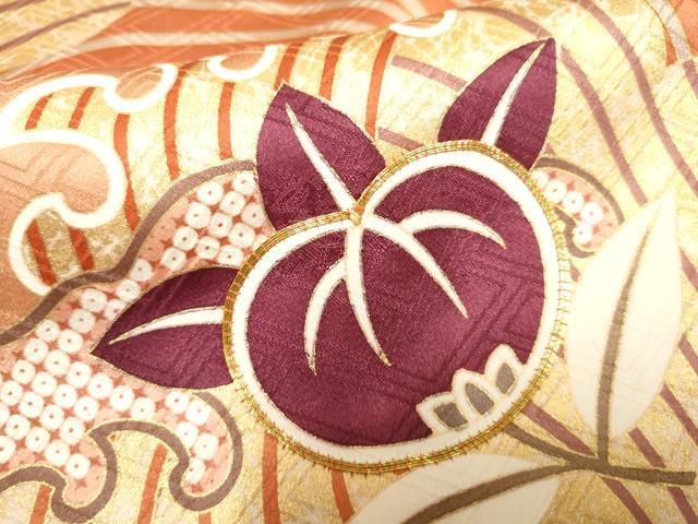 平和屋着物○十日町老舗ブランド 吉澤友禅 吾妻徳穂 振袖 駒刺繍 立波