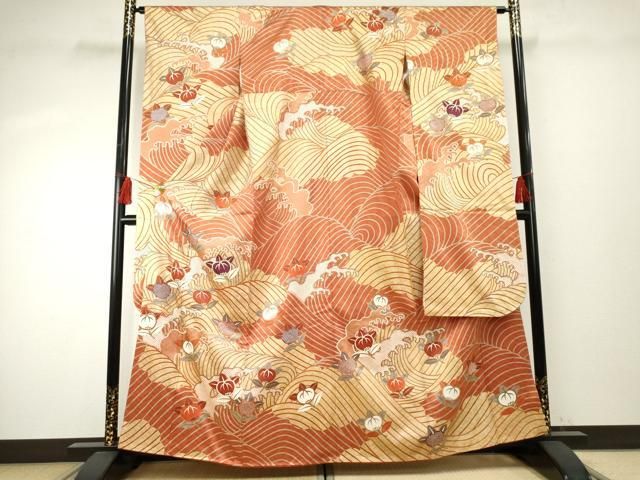 正絹 振袖 十日町老舗ブランド 吾妻徳穂 金駒刺繍 吉澤友禅 金彩5点セット 平和屋着物○十日町老舗ブランド 吉澤友禅 吾妻徳穂 振袖 駒刺繍 立波