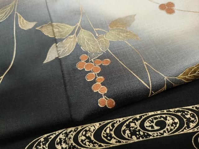 平和屋着物●訪問着　扇面南天花文　暈し染め　金彩　正絹　逸品　CABB6397ut 平和屋着物○訪問着 扇面南天花文 暈し染め 金彩 正絹 逸品 CABB6397ut