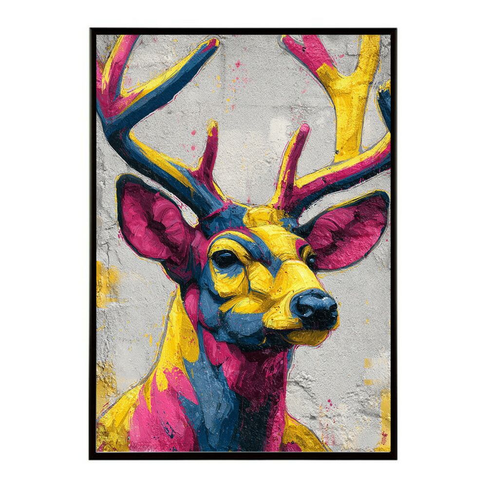 HDプリントクリエイティブ抽象動物鹿の写真キャンバス絵画ポスターとプリント壁アート写真リビングルーム家の装飾壁画-60x80cmフレ  B4サイズ（約25x36cm）】【lm-poster-8568】【フレーム付き】トナカイ 北欧 シカ 鹿 アニマル 動物 アート おしゃれ  プリントポスター ..., image size:1000x1000
