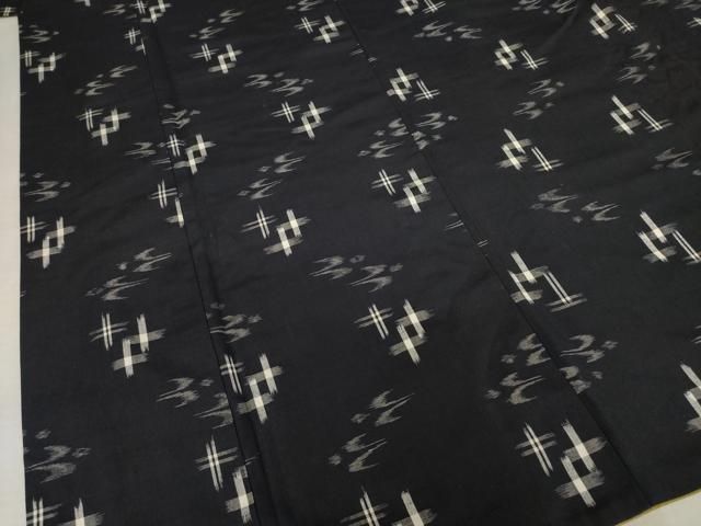 平和屋着物▽みすな紬 単衣 琉球絣 反端付き 正絹 逸品