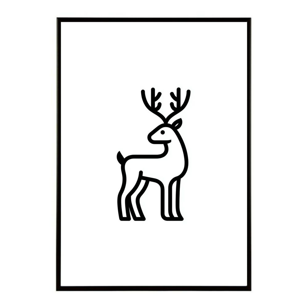 A 約59 x 84 cm lm poster 8586 フレーム付き トナカイ 北欧 シカ 鹿 アニマル 動物 アート おしゃれ プリントポスター フォト イラスト インテリア 印刷