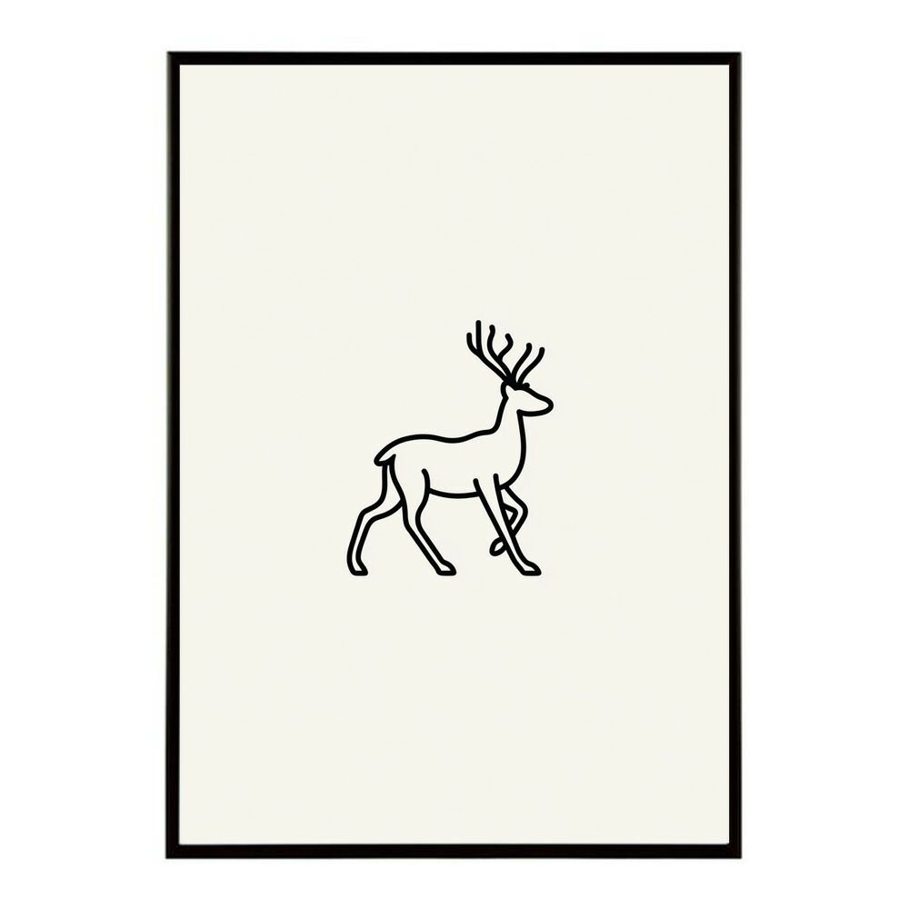 A 約42 x 59 cm lm poster 8589 フレーム付き トナカイ 北欧 シカ 鹿 アニマル 動物 アート おしゃれ プリントポスター フォト イラスト インテリア 印刷