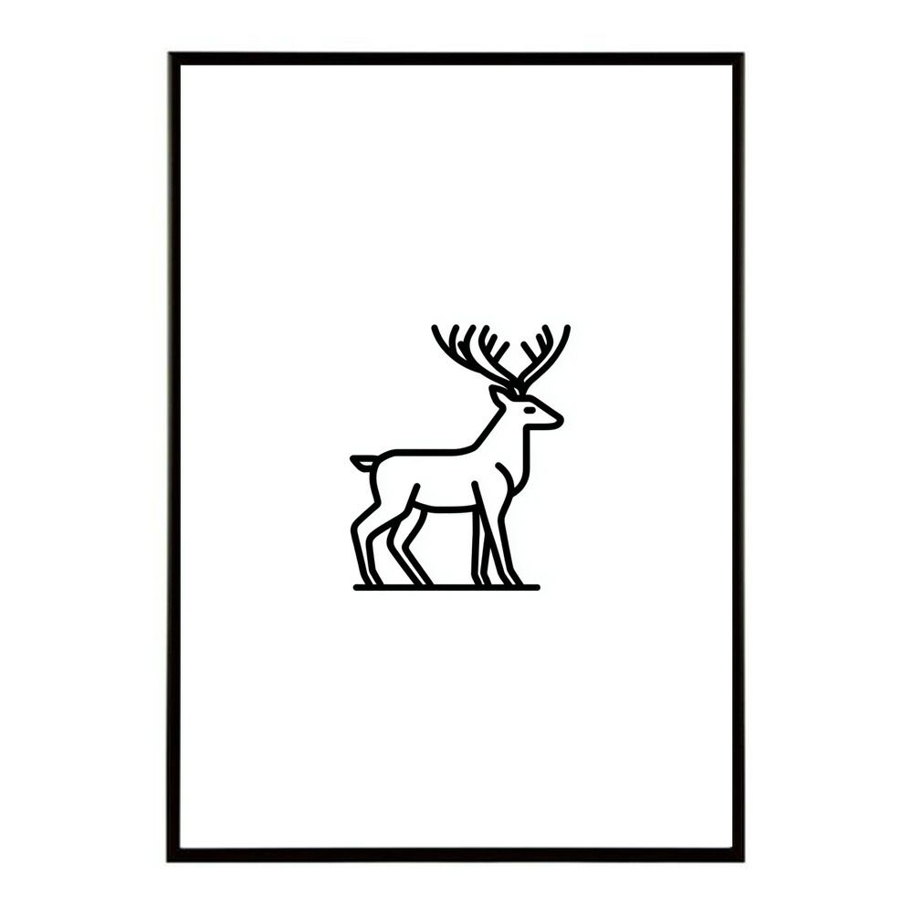 A 約42 x 59 cm lm poster 8593 フレーム付き トナカイ 北欧 シカ 鹿 アニマル 動物 アート おしゃれ プリントポスター フォト イラスト インテリア 印刷