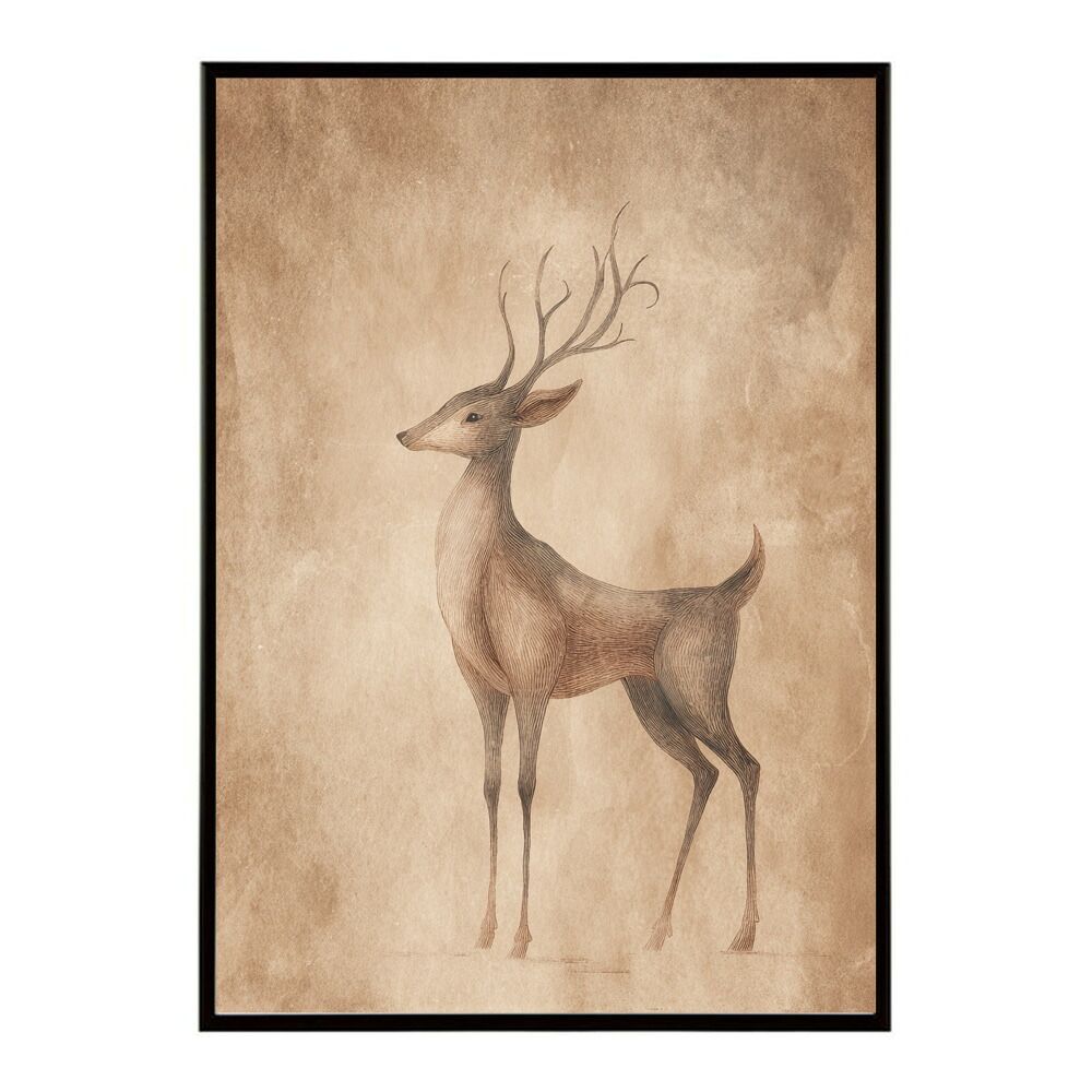 A 約42 x 59 cm lm poster 8599 フレーム付き トナカイ 北欧 シカ 鹿 アニマル 動物 アート おしゃれ プリントポスター フォト イラスト インテリア 印刷