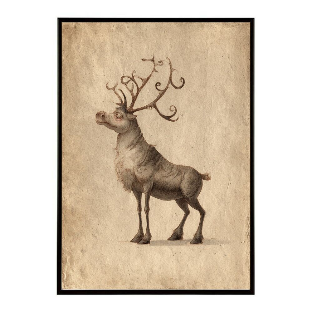 A3サイズ（約30×42cm）】【lm-poster-8600】【フレーム付き】トナカイ