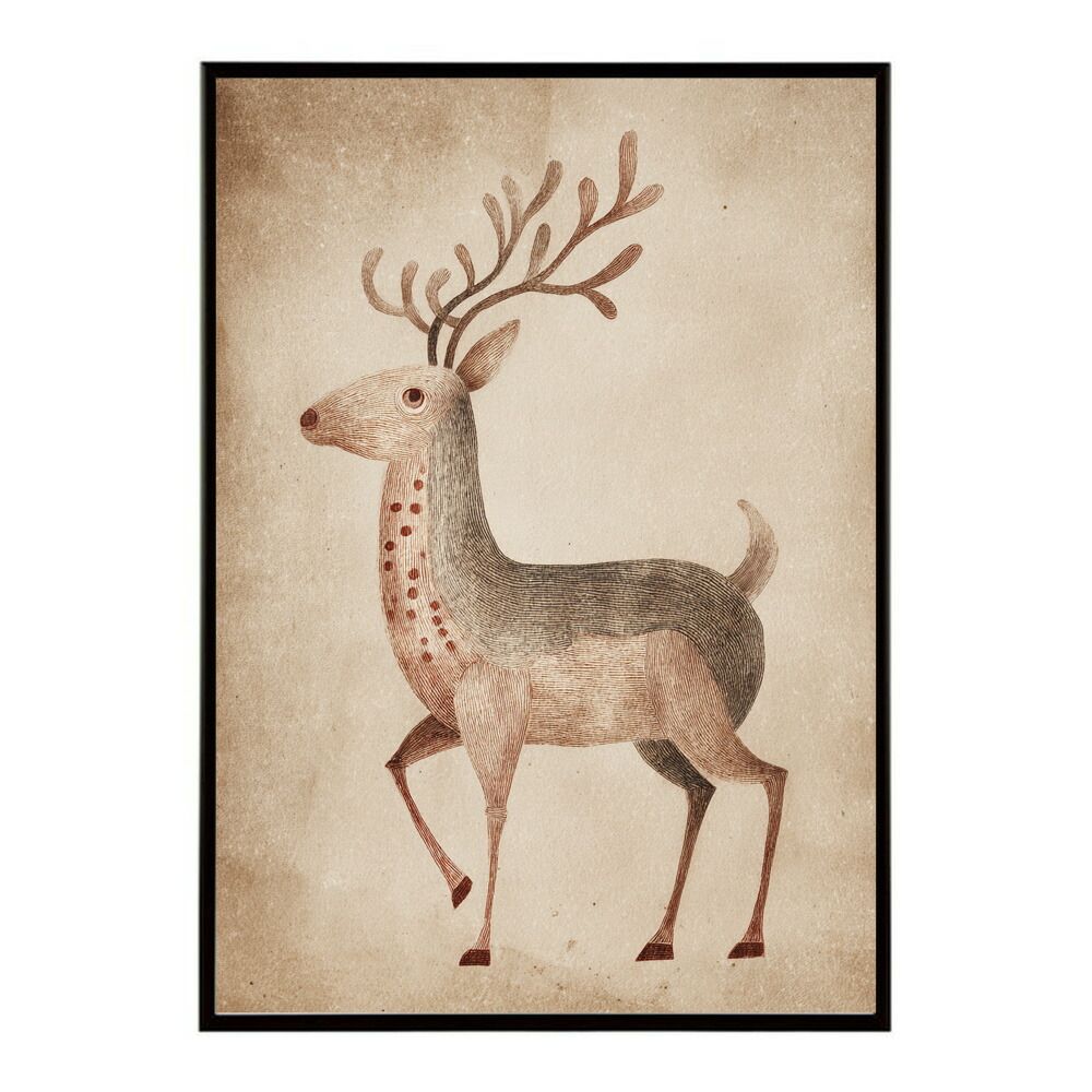 B 約51 x 73 cm lm poster 8601 フレーム付き トナカイ 北欧 シカ 鹿 アニマル 動物 アート おしゃれ プリントポスター フォト イラスト インテリア 印刷