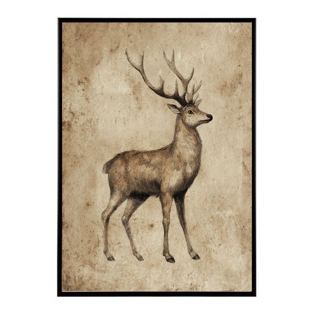A 約84 x 119 cm lm poster 8608 フレーム付き トナカイ 北欧 シカ 鹿 アニマル 動物 アート おしゃれ プリントポスター フォト イラスト インテリア 印刷