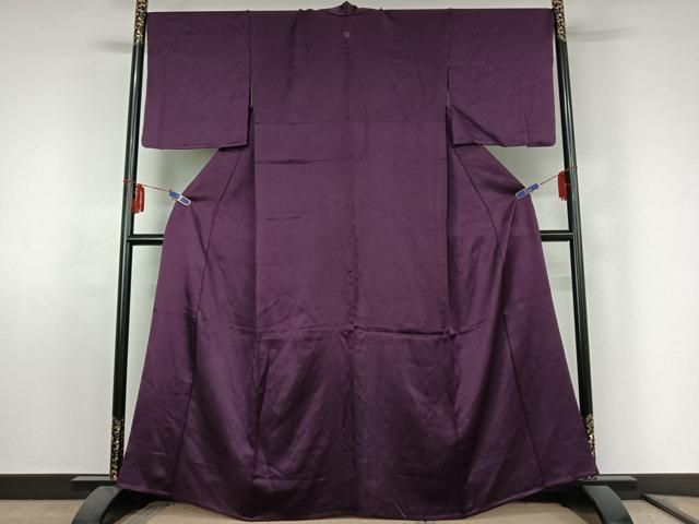 平和屋着物＊夏物 色無地 紗 紫黒色 正絹 逸品 AABC1852jd