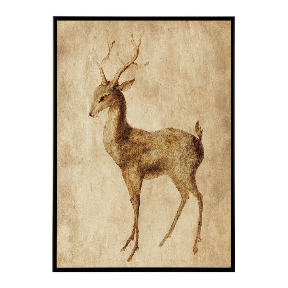 HDプリントクリエイティブ抽象動物鹿の写真キャンバス絵画ポスターとプリント壁アート写真リビングルーム家の装飾壁画-60x80cmフレ  B4サイズ（約25x36cm）】【lm-poster-8568】【フレーム付き】トナカイ 北欧 シカ 鹿 アニマル 動物 アート おしゃれ  プリントポスター ..., image size:1000x1000