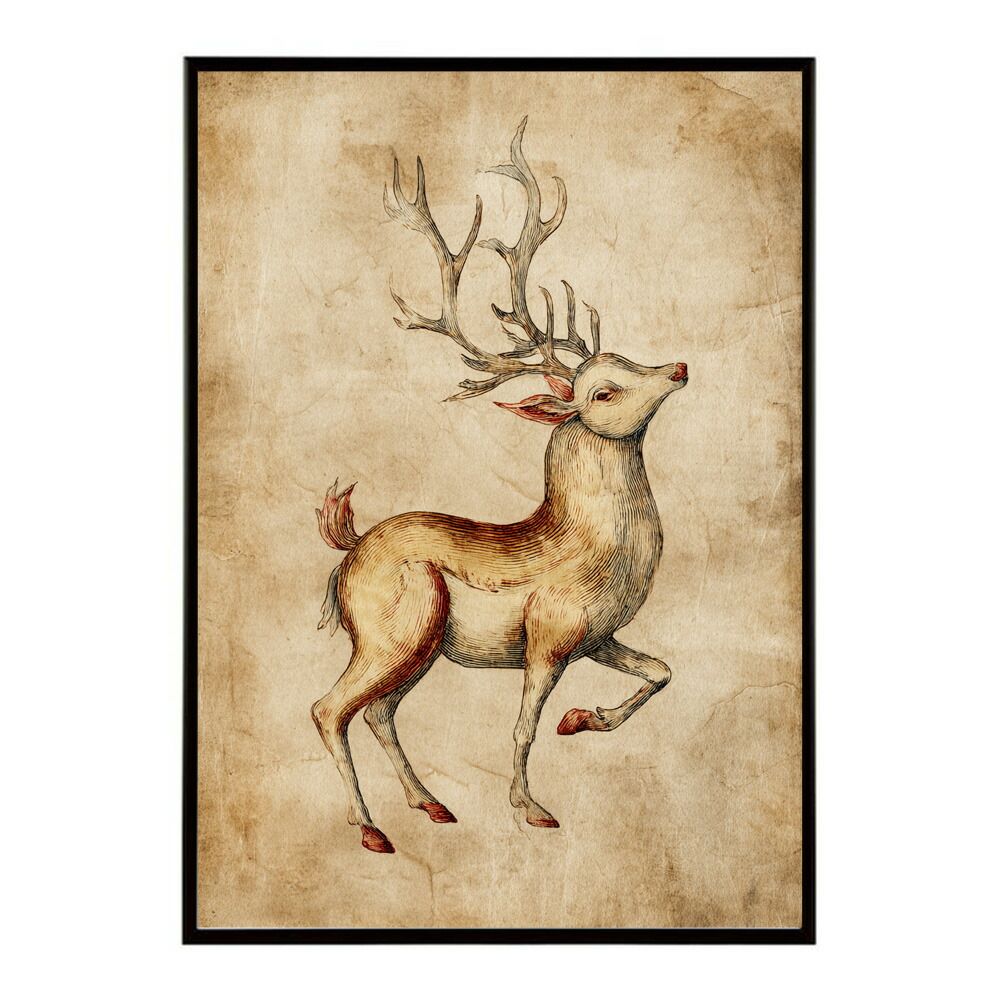 A4サイズ（約21x30cm）】【lm-poster-8616】【フレーム付き】トナカイ