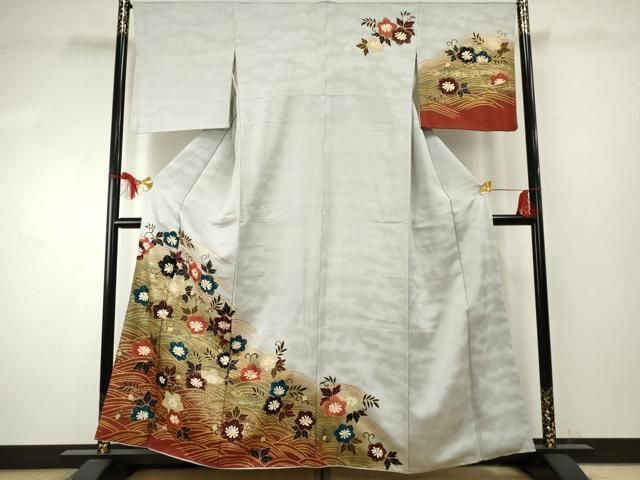 平和屋着物●ファッションデザイナー　HIROKO KOSHINO　コシノヒロコ 　訪問着　立波草花文　暈し染め　金彩　正絹　逸品　AABF1028cs 平和屋着物○ファッションデザイナー HIROKO KOSHINO コシノヒロコ