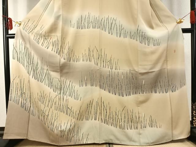 平和屋着物○十日町 加賀草木友禅の第一人者 田村哲彦 訪問着 木賊 暈