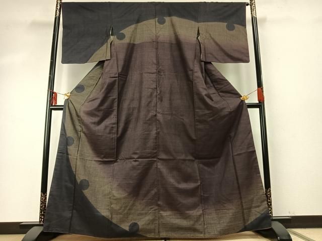 平和屋着物○本場大島紬 訪問着 カタス7マルキ 雪輪文 正絹 逸品