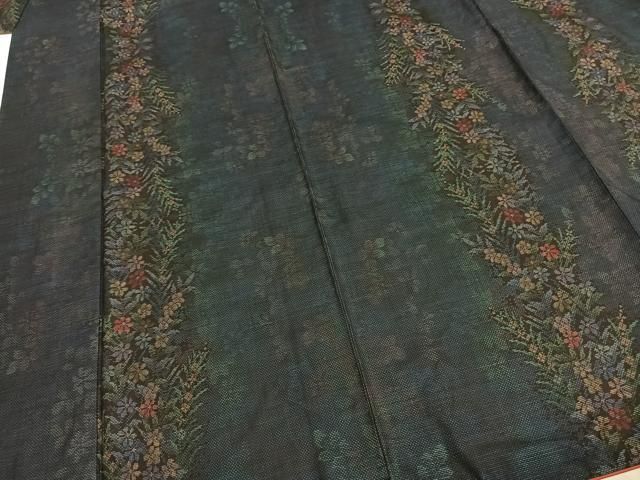 平和屋着物○本場大島紬 カタス7マルキ 草花間道 正絹 逸品 AABE5792fy