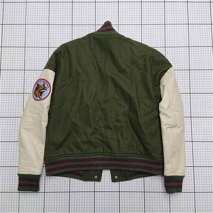 AVIREX スタジャン 皮 グリーン ベージュ 中古・古着通販】AVIREX (アヴィレックス) スタジャン オリーブ