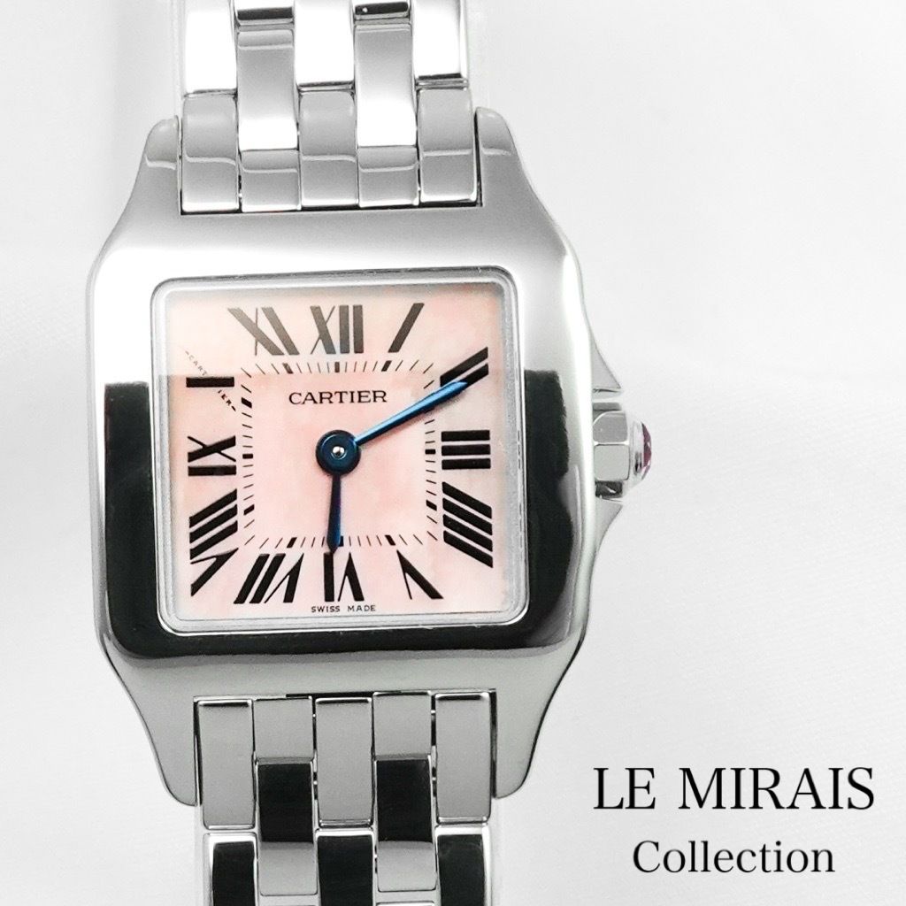 仕上済】カルティエ サントスドゥモワゼル SM SS ピンクシェル文字盤