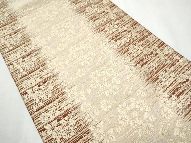 平和屋着物○西陣 河村織物 河村つづれ 六通柄袋帯 花唐草文 金糸 正絹