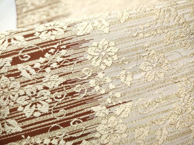 平和屋着物○西陣 河村織物 河村つづれ 六通柄袋帯 花唐草文 金糸 正絹