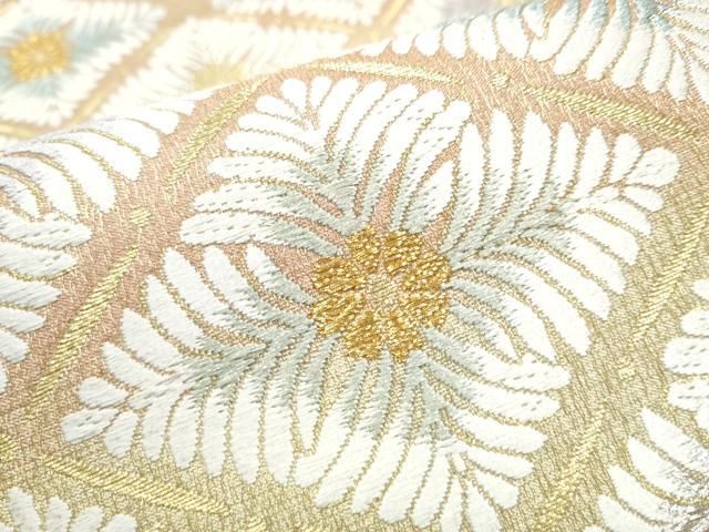 平和屋着物○六通柄袋帯 唐織 菱草花文 金銀糸 正絹 逸品 CABB9217hy