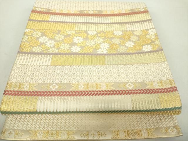 平和屋着物●六通柄袋帯　唐織　横段甲冑文　金糸　正絹　逸品　DABA1662ps 平和屋着物○六通柄袋帯 唐織 横段甲冑文 金糸 正絹 逸品 DABA1662ps