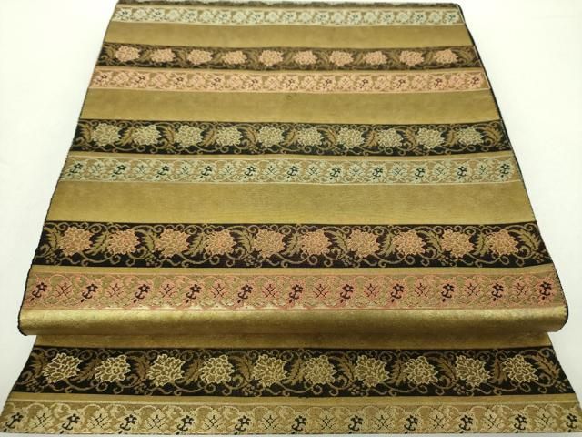 B68 正絹 西陣織 箔屋清兵衛 名物裂文様 六通袋帯 着物 平和屋着物○西陣織 陰山織物謹製 箔屋清兵衛 六通柄袋帯 名物裂間道