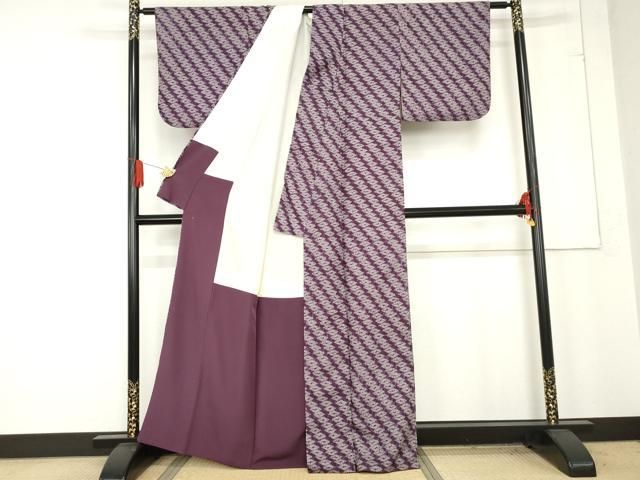 平和屋着物○上質な紬 色無地 紫水晶色 さが美扱い 正絹 逸品