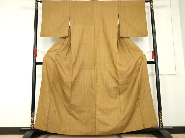 平和屋着物○山下八百子 本場黄八丈 紬 市松綾織 正絹 逸品 AABE8589cs