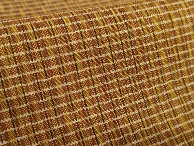 平和屋着物○山下八百子 本場黄八丈 紬 市松綾織 正絹 逸品 AABE8589cs