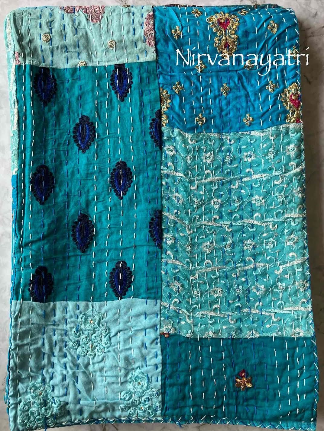 パッチワークキルト・タペストリー・マルチカバーにも カンタキルト マルチカバー サリーパッチワーク #27 BLUE - メルカリ