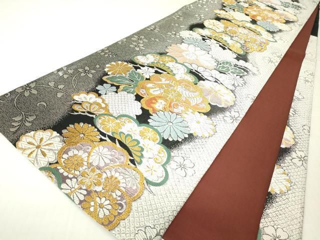平和屋着物▽六通柄袋帯 唐織 宝尽くし花松文 金銀糸 正絹 逸品