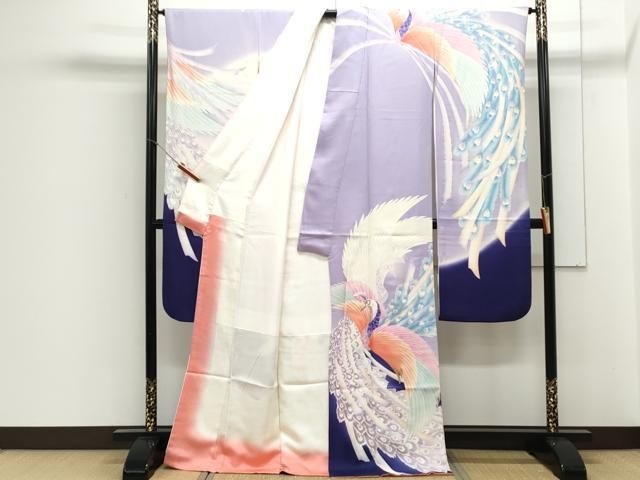 平和屋着物▽豪華振袖 孔雀文 暈し染め 金彩 正絹 逸品 CABA8532th