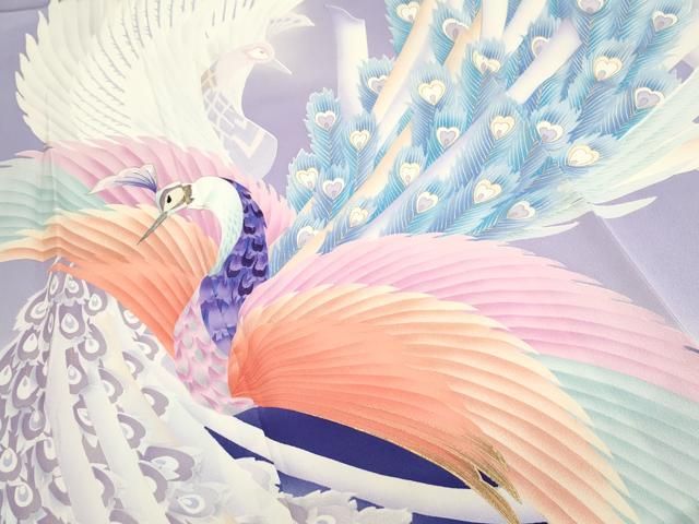 平和屋着物▽豪華振袖 孔雀文 暈し染め 金彩 正絹 逸品 CABA8532th