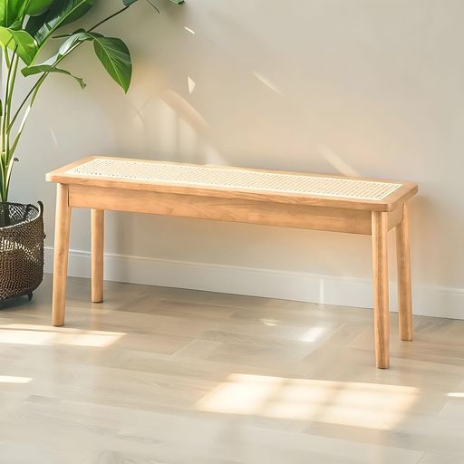 YASICAダイニングベンチラタンラタンチェア籐編みオーク材無垢材玄関