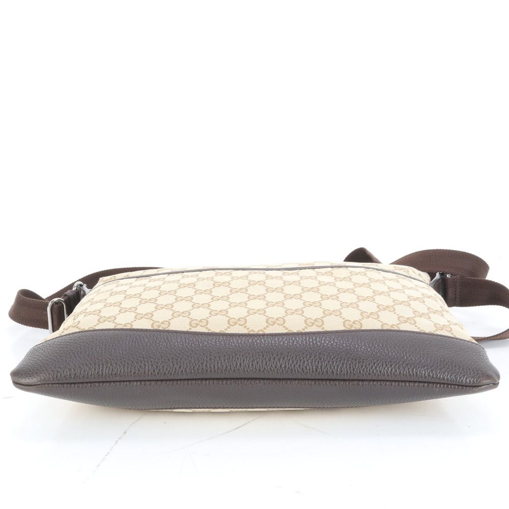 極美品 グッチ GG キャンバス 374411 レザー ショルダーバッグ 斜め
