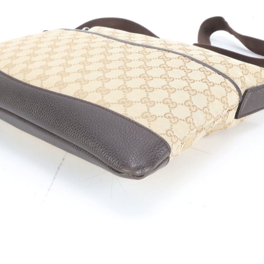 極美品 グッチ GG キャンバス 374411 レザー ショルダーバッグ 斜め