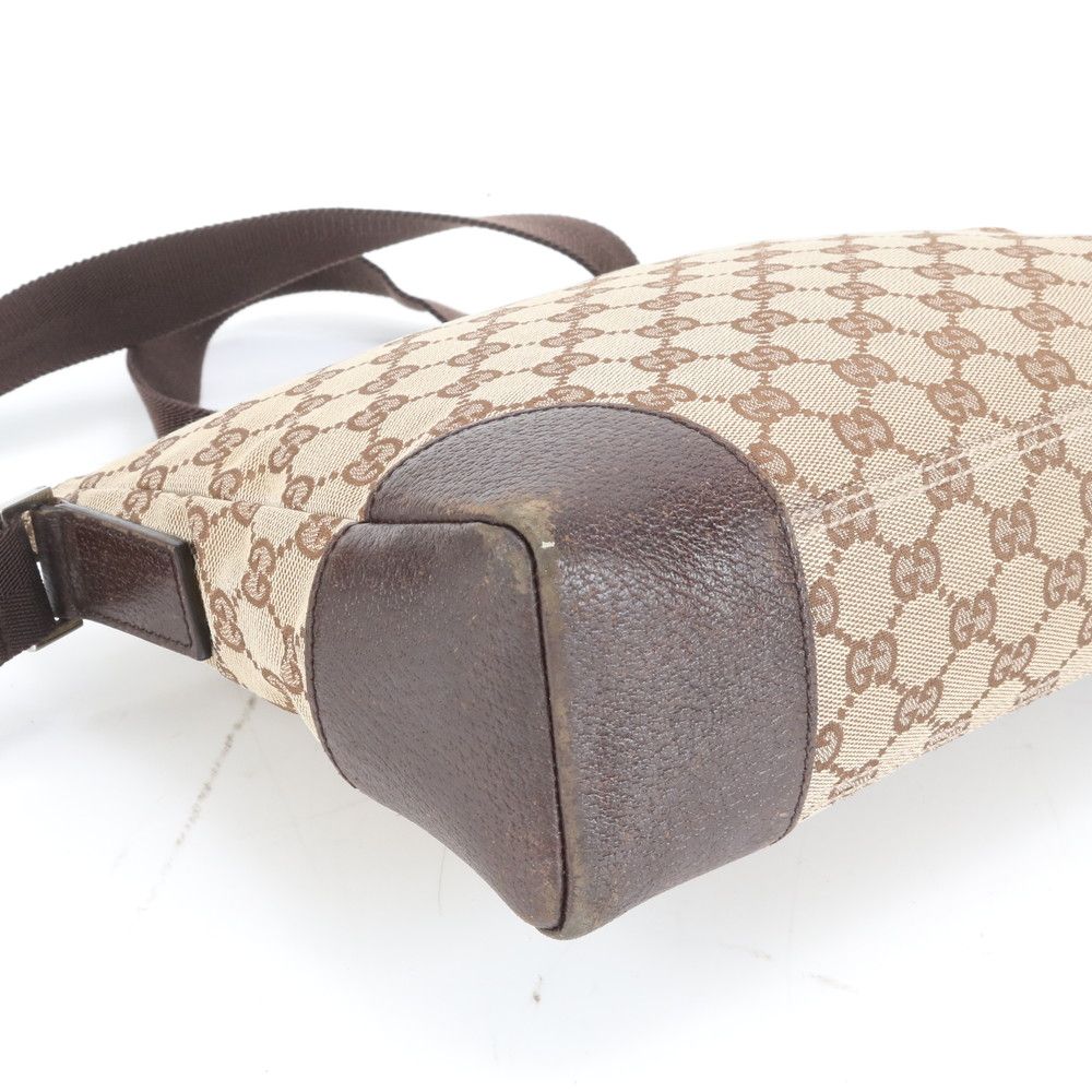 グッチ GG キャンバス 114273 レザー ショルダーバッグ 斜め掛け