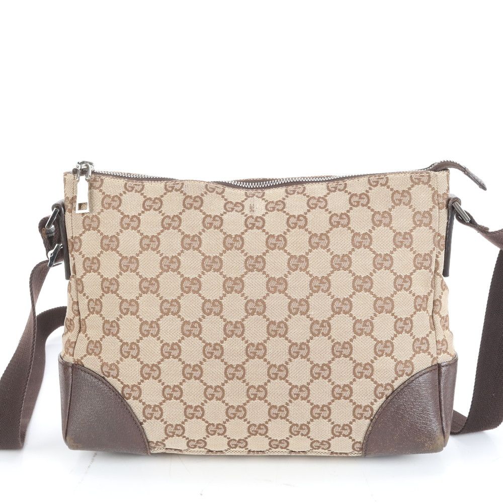 グッチ GG キャンバス 114273 レザー ショルダーバッグ 斜め掛け