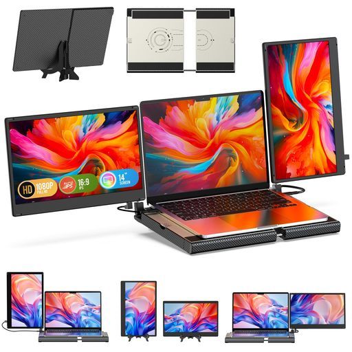 KwumsyF3モバイルモニター2画面トリプルポータブル14インチFHD1080P