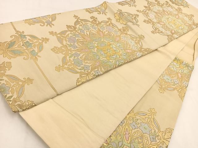 平和屋着物◎六通柄袋帯 正倉院花文 金銀糸 正絹 逸品 BAAV7794yc