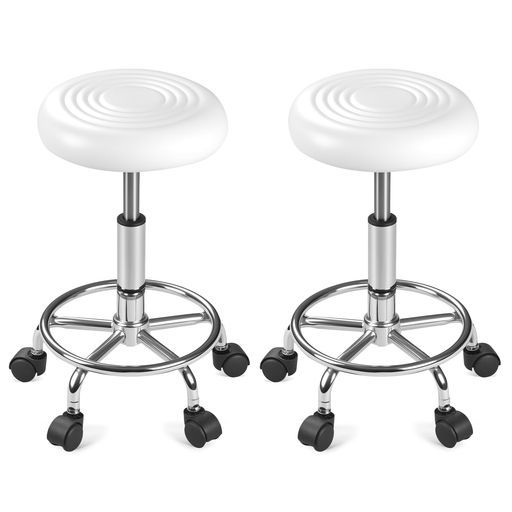 VECELOキャスター付き椅子2脚セット座面高さ50?65 5 cm幅32 x奥行32 x高さ50 cm各3 kgホワイトデスク作業や書斎にぴったりなコンパクトチェア