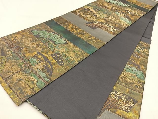 平和屋着物◎西陣 服部織物謹製 六通柄袋帯 こはく錦 手工芸 京名所