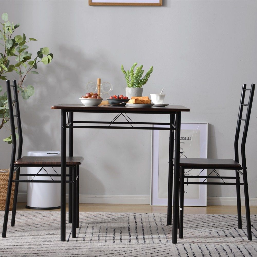 【3点セット】美品です！ダークブラウンのダイニングテーブル＋チェア２つ 3点セット】美品です！ダークブラウンのダイニングテーブル＋チェア2つ