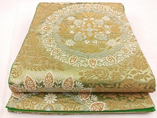 平和屋着物◎六通柄袋帯 唐織 正倉院更紗花文 金銀糸 正絹 逸品