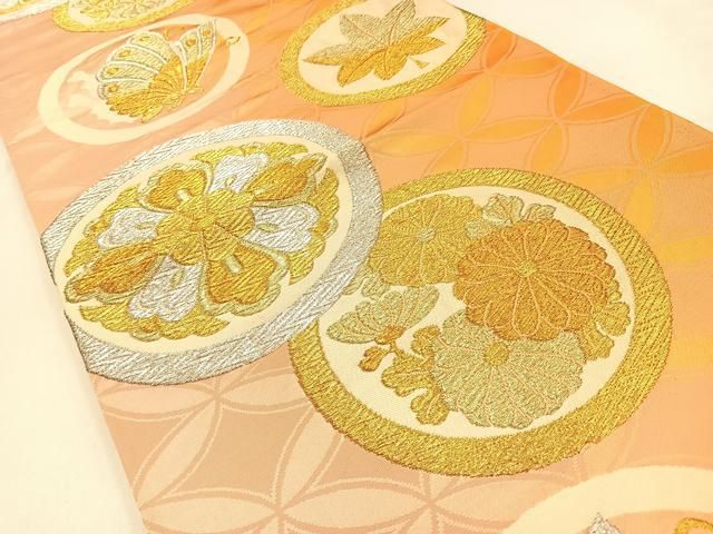 平和屋着物◎六通柄袋帯 花蝶丸文 金銀糸 正絹 逸品 BAAW0341hj - メルカリ